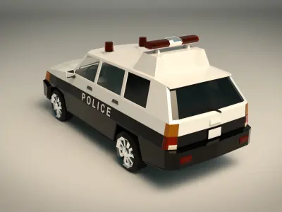 Low Poly Police Van 07 Low-poly 3D model