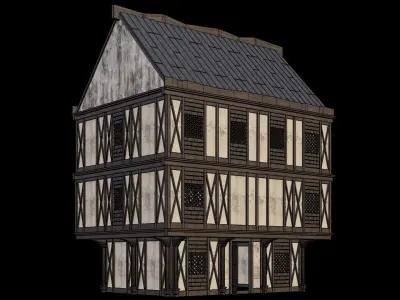 Medieval Houses 44- 4K Textures Game Ready Low-poly 3D model