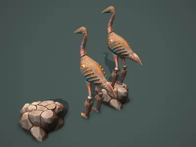 Statue heron Low-poly 3D model