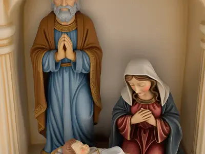 Nativity Holy Family STL separated Jesus Mary Joseph Manger 3D print model