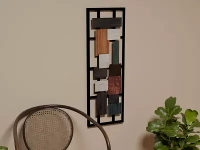 Abstract Metal Wall Art with Old Paint Low-poly 3D model