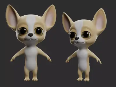 Chihuahua Dog Cartoon Low-poly 3D model