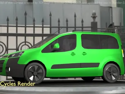 City Car 51 Utility Vehicles Van Type-D Green Low-poly 3D model