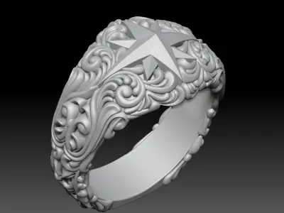 star ring Man Ring Sculpture jewelry gold 3D print model