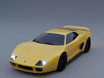 Inspired Yellow Sports Car 3D model