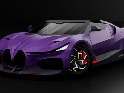 Baguette Central - Low Poly Generic Hyper Car Low-poly 3D model