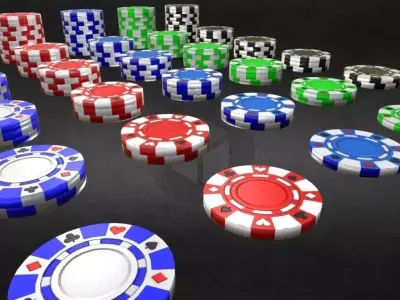 Poker Chip Set Low-poly 3D model