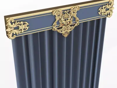 Cornice Classic Curtain 07 Low-poly 3D model