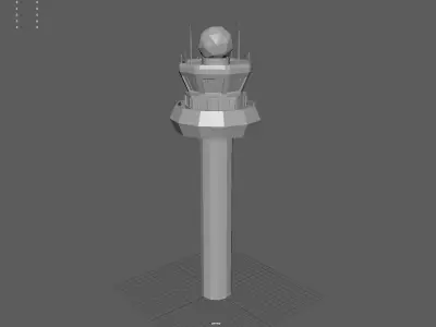 Airport Tower Low-poly 3D model