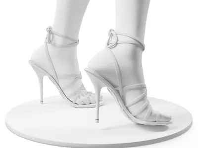 Balenciaga lace high heel shoes 3D model