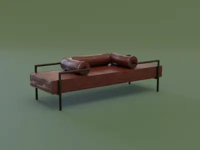 Mid-Century Bench Low-poly 3D model