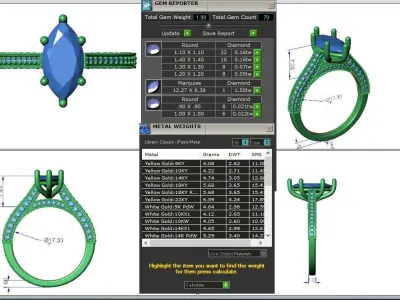 Engagement ring Sophia marquise 3D print model