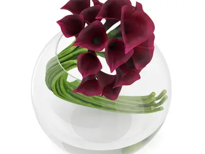 Calla Lilies in Spherical Vase 3D model