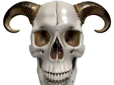 Demonic Horned Skull Low-poly 3D model