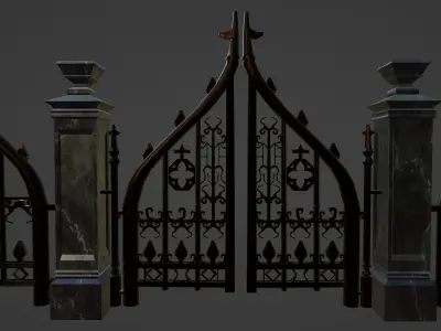 Cemetery Gothic Fence Low-poly 3D model