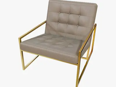 Modern Luxury Chair - Gold Metal and Velvet 3D model