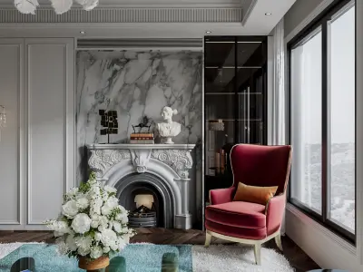 Classic luxury living room scene 3D model