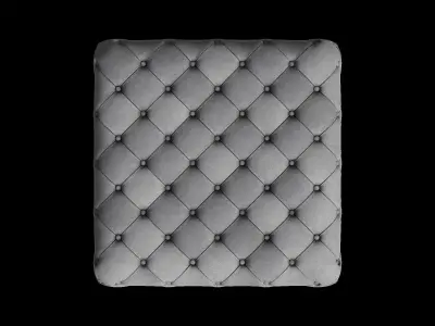 Large Pearl Grey Fabric Ottoman 3D model