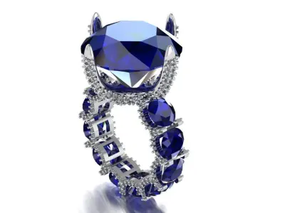 Fashion ring with rounded gem 3D print model