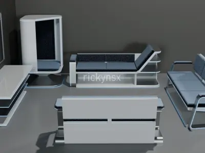 living room furniture packs - sci-fi 1 Free 3D model