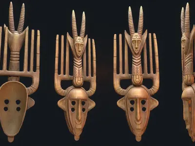 African mask 10 Low-poly 3D model