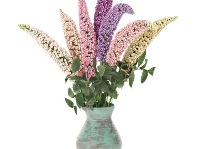 Stylish flowers in a vase 3D model