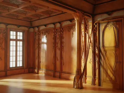 Art Nouveau fountain interior room 3D model