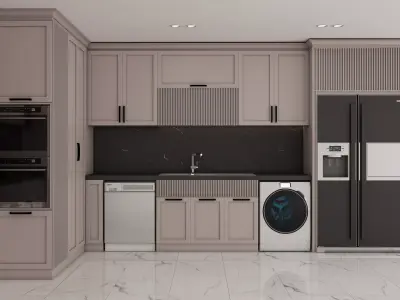 Neoclassical Kitchen Cabinet   High Quality PBR  FBX OBJ  UV  Low-poly 3D model