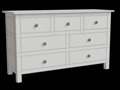 Black Floral Chest Of Drawers 3D model