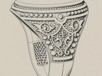 man oval stone jewelry ring  3D print model