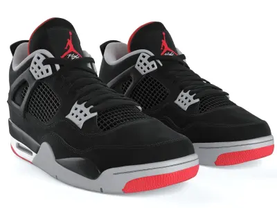 Jordan 4 Retro Bred PBR 3D model