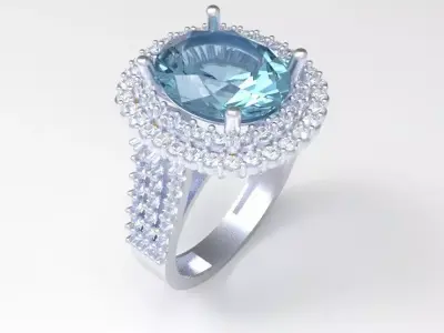 Elegant Gold Ring with oval Central Gemstone  3D print model