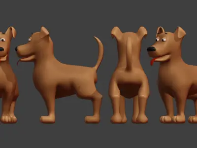 Cartoon Dog Subdivision Ready for Film Low-poly 3D model