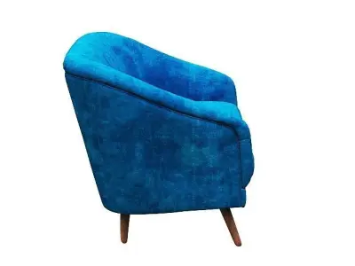 Classical sofa 3d model with fabric and wood textures Low-poly 3D model