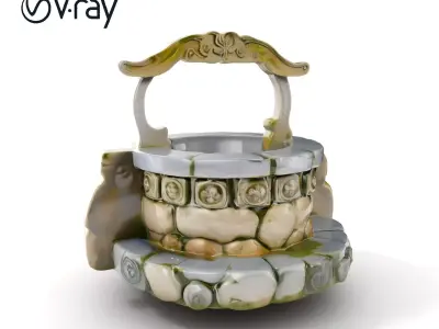 Medieval Stone Wishing Well Model Pack Low-poly 3D model