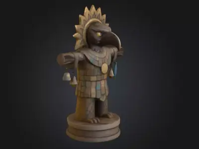 Bird Warrior Statue Low-poly 3D model