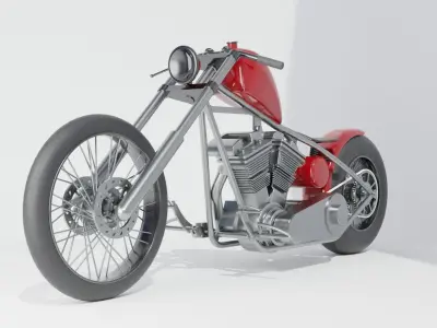 Rigged Cruiser motorbike 3D model