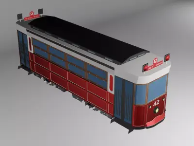 old tram Low-poly 3D model