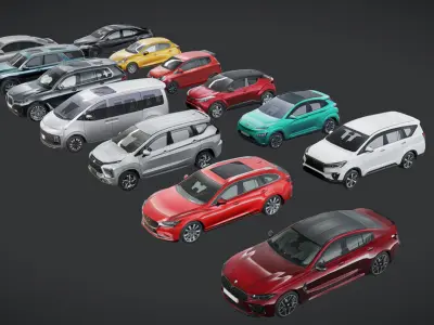 Lowpoly Car Pack - Customizable Color Low-poly 3D model