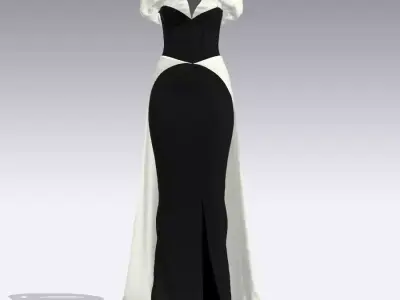 dress heart neckline  love slevee with bra and extra skirt Low-poly 3D model