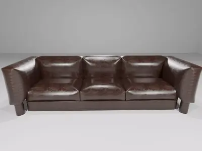 Luxury Contemporary Couch Leather 3 Seat Free 3D model