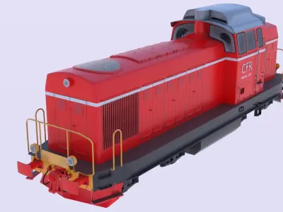 Locomotive red PBR textures 3D model