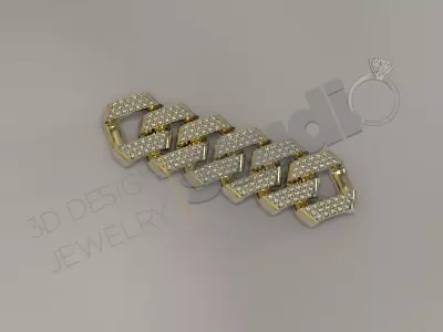 New Cuban chain link design with gems 3d model 3D print model