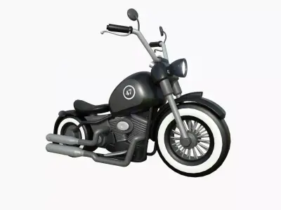 Motorcycle Cartoon A09 Black - Custom Vehicle Design Low-poly 3D model