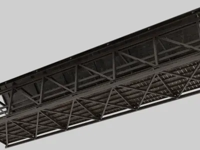 Wooden Covered Bridge Low-poly 3D model