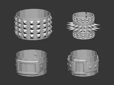 25 low poly arm cuff and bracelet shapes IMM set 3D model