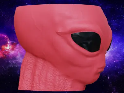 Alien head Halloween decoration plant pot flowerpot and bowl 3D print model