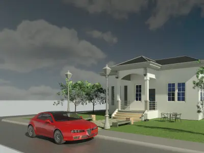 3 Bedroom  modern House Model Low-poly 3D model