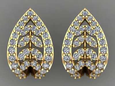 Rose Gold Diamond Women Earring 3D print Model 3D print model get