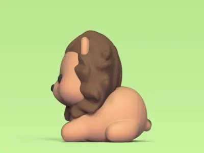 Cute Lying Lion 3D print model